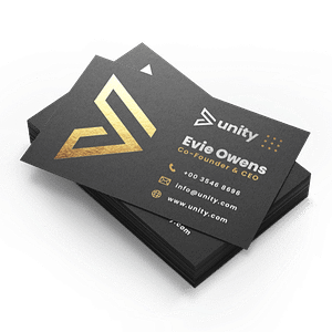Black business cards with gold foil detailing