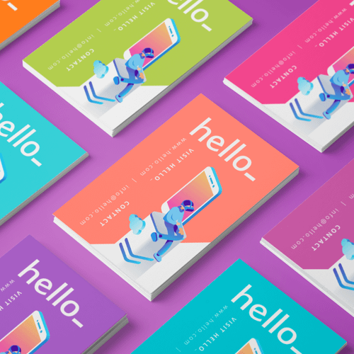 Standard business cards in bright colours