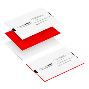 Multi layered business card with red inner and white outer