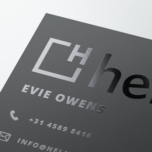 Black business card with varnished finish